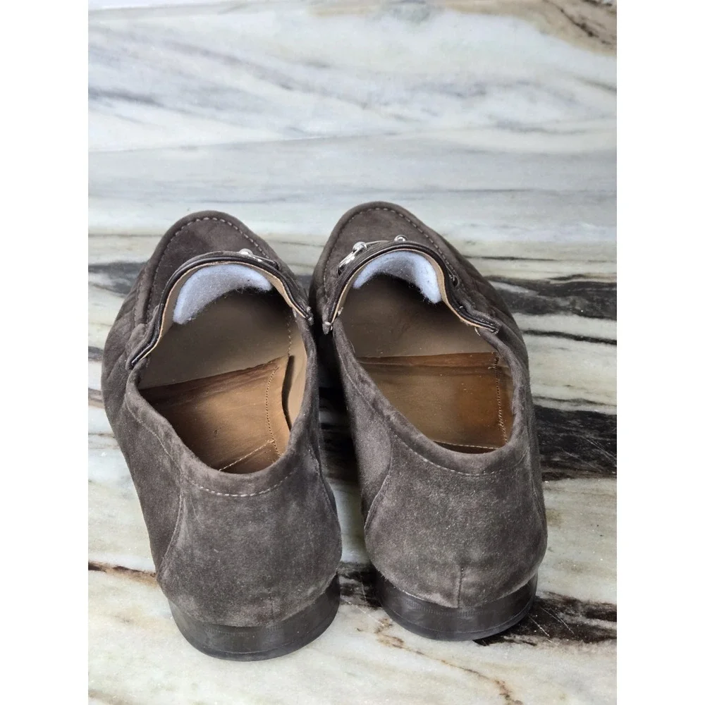 Peter Huber Horsebit Buckle Chocolate Suede Loafers Men's size 11‎
